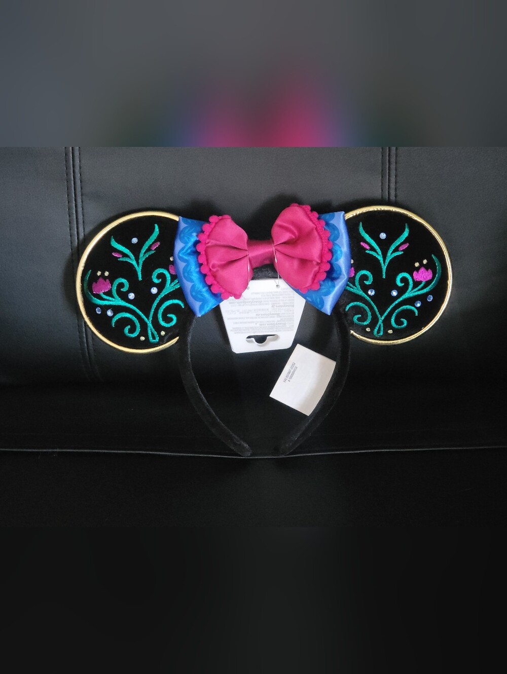 Disney Frozen Anna Embroidery Dress Hdadband Minnie Mouse Ears NWT